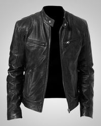 Victor | Men's Classic Full-Zip Front Leather Jacket