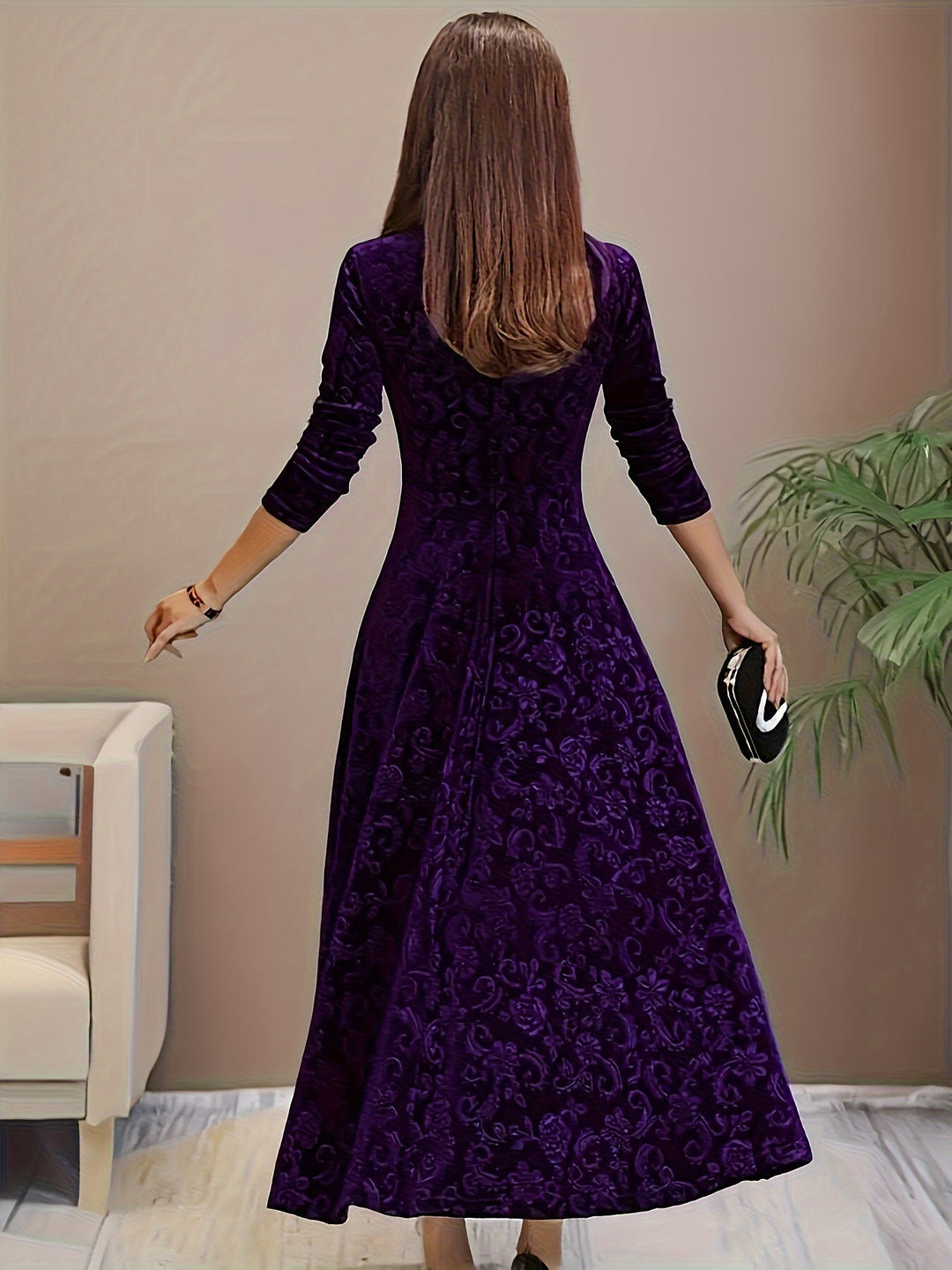 Wren | Women's Square Neck Long Sleeve Flared Midi Dress