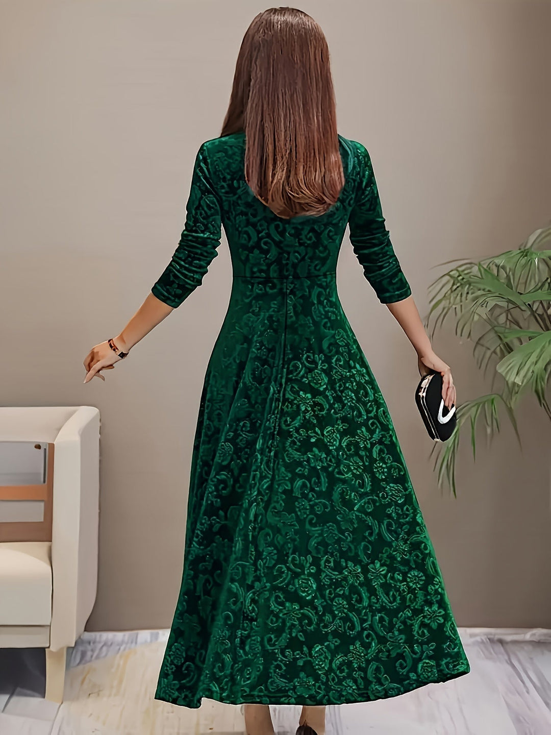Wren | Women's Square Neck Long Sleeve Flared Midi Dress