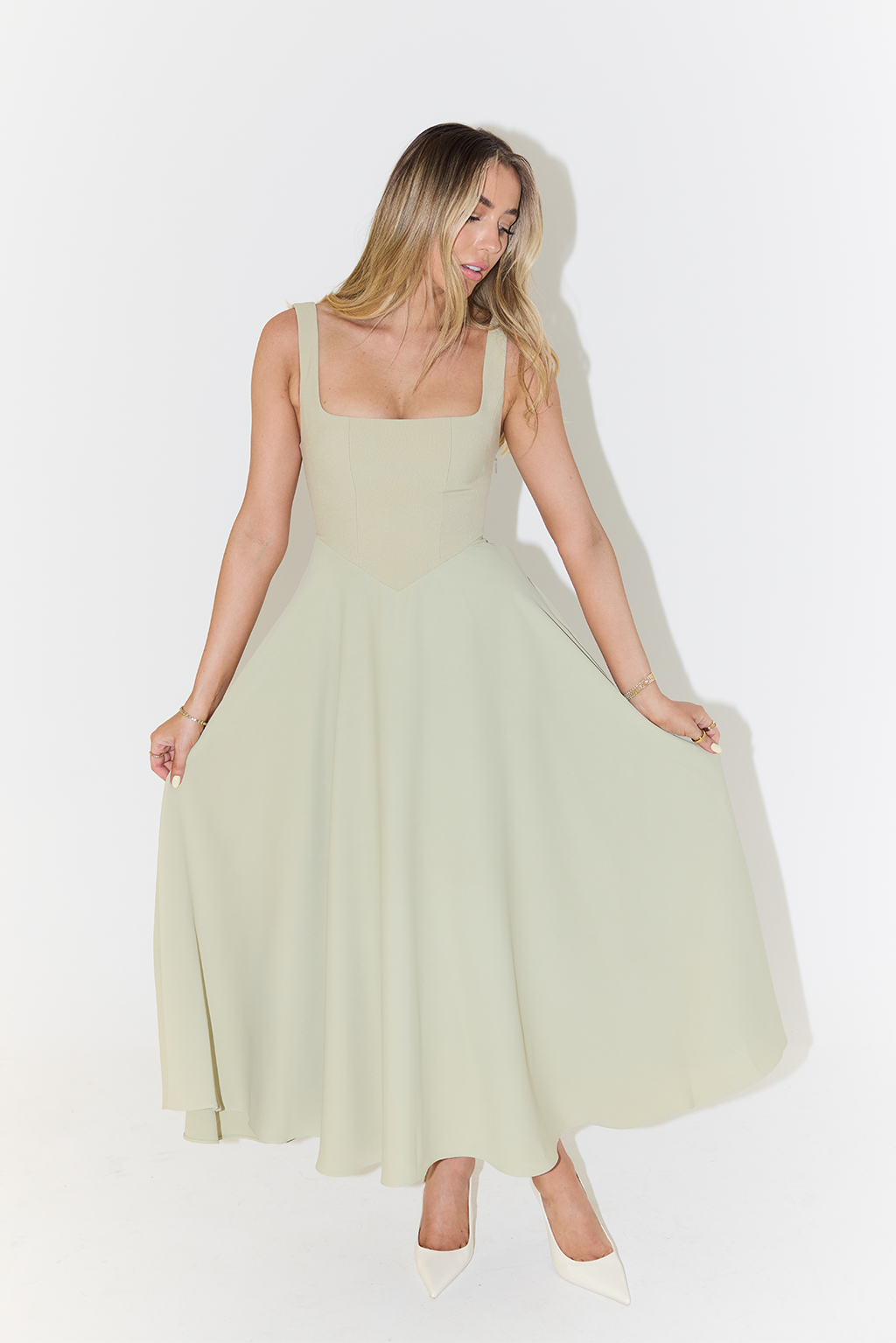 Emery | Women’s Elegant Square Neck Midi Dress