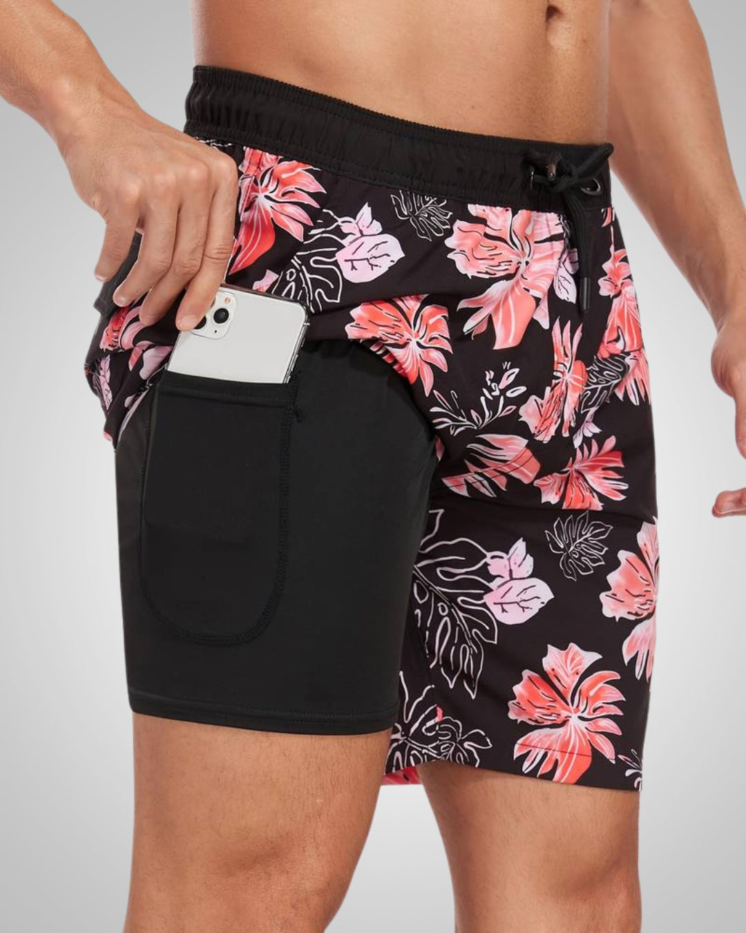 Hanery | Men's Sporty Slim-Fit Swim Trunks with Inner Shorts