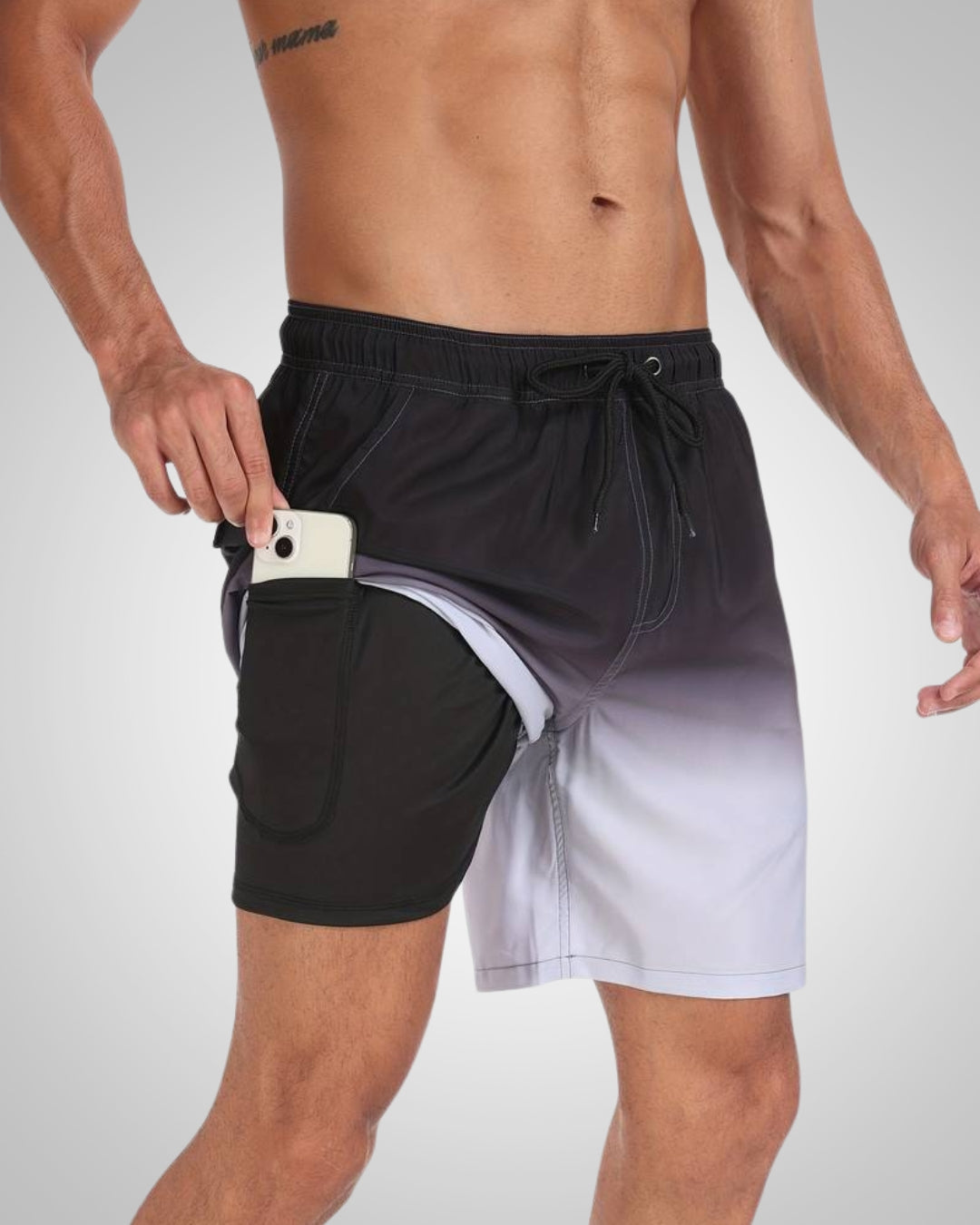 Hanery | Men's Sporty Slim-Fit Swim Trunks with Inner Shorts