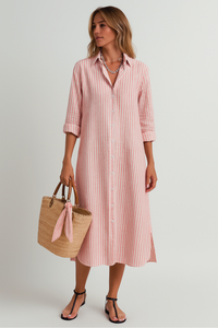 Samantha | Women’s Beach Shirt Collar Maxi Dress