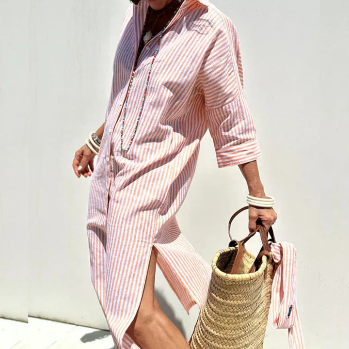 Samantha | Women’s Beach Shirt Collar Maxi Dress
