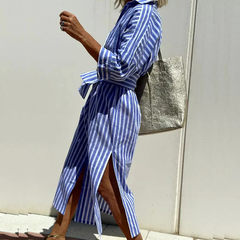 Samantha | Women’s Beach Shirt Collar Maxi Dress