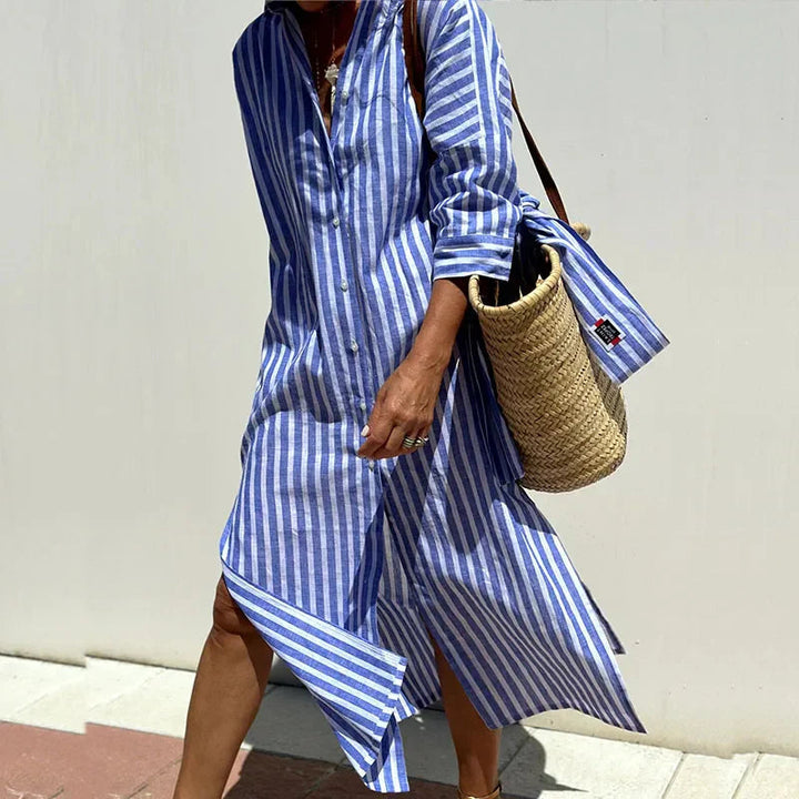 Samantha | Women’s Beach Shirt Collar Maxi Dress