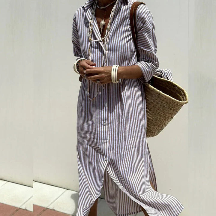 Samantha | Women’s Beach Shirt Collar Maxi Dress