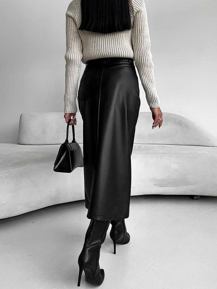 Elvira | Women's High Waist Slit Midi Skirt