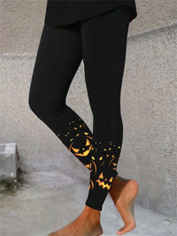 Women's Halloween Pumpkin Print Stretch Leggings