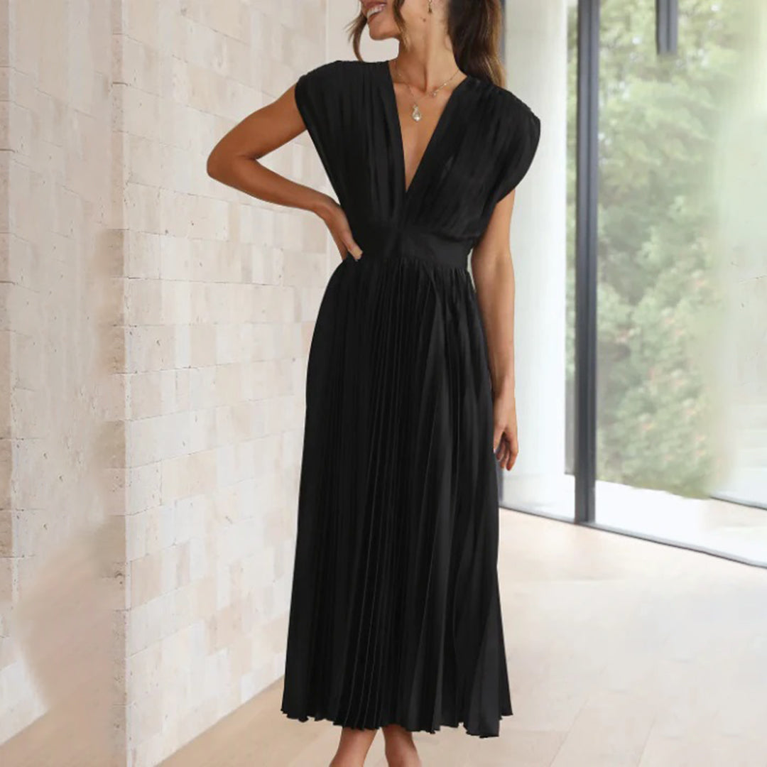 Angel | Women’s Pleated V-Neck Maxi Dress