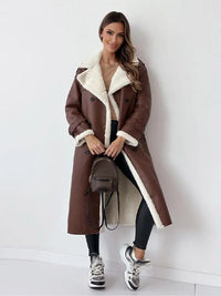 Helga | Women's Faux Fur Lined Trench Coat With Buttons