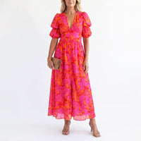 Linda | Women's Elegant Puff Sleeve Floral Summer Dress