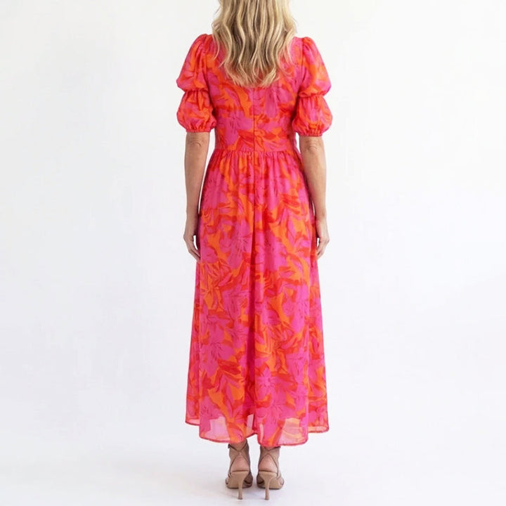 Linda | Women's Elegant Puff Sleeve Floral Summer Dress
