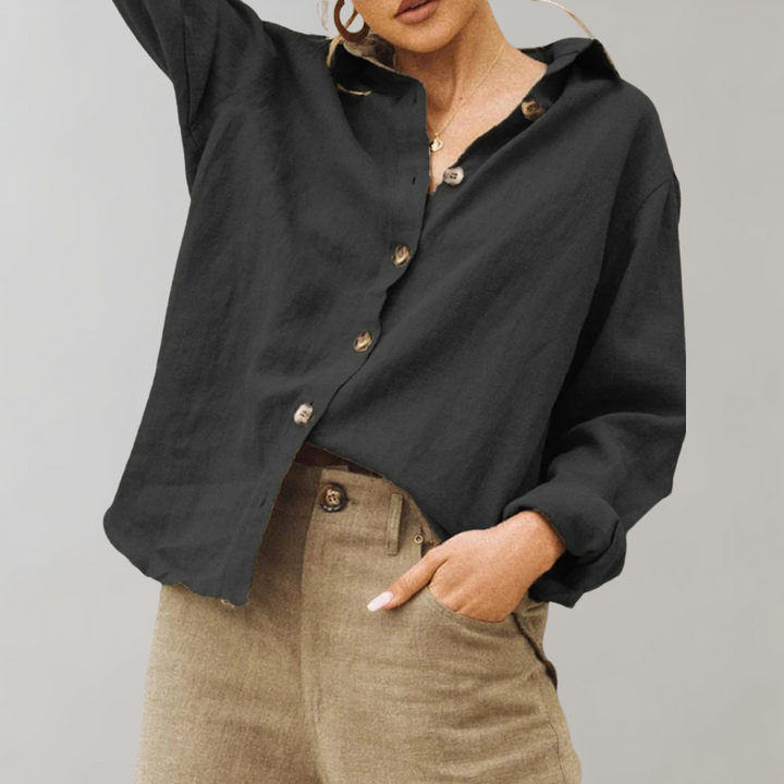 Kallie | Women's Buttoned Collared Linen Blouse