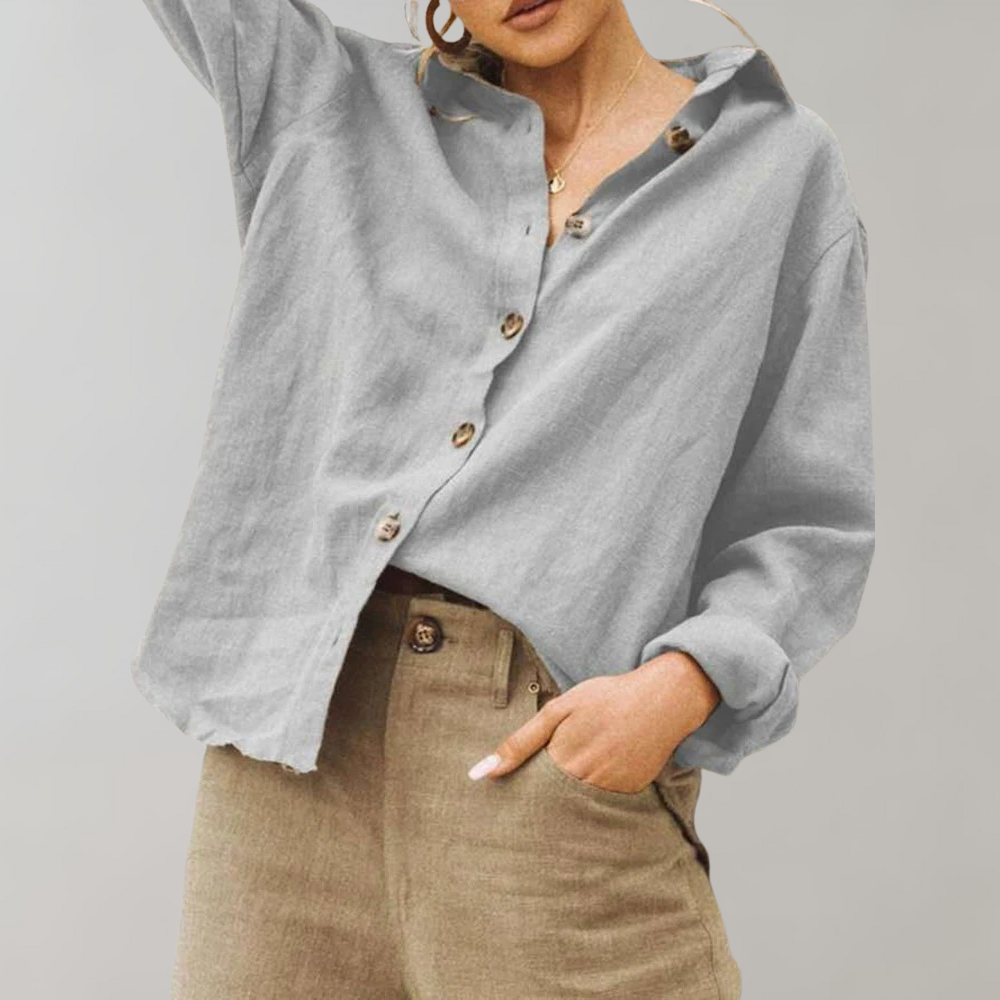 Kallie | Women's Buttoned Collared Linen Blouse
