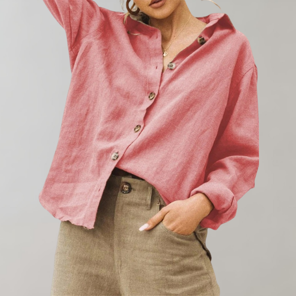 Kallie | Women's Buttoned Collared Linen Blouse