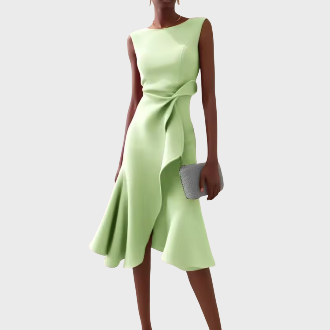 Carol | Women's Sleeveless Asymmetric Draped Midi Dress