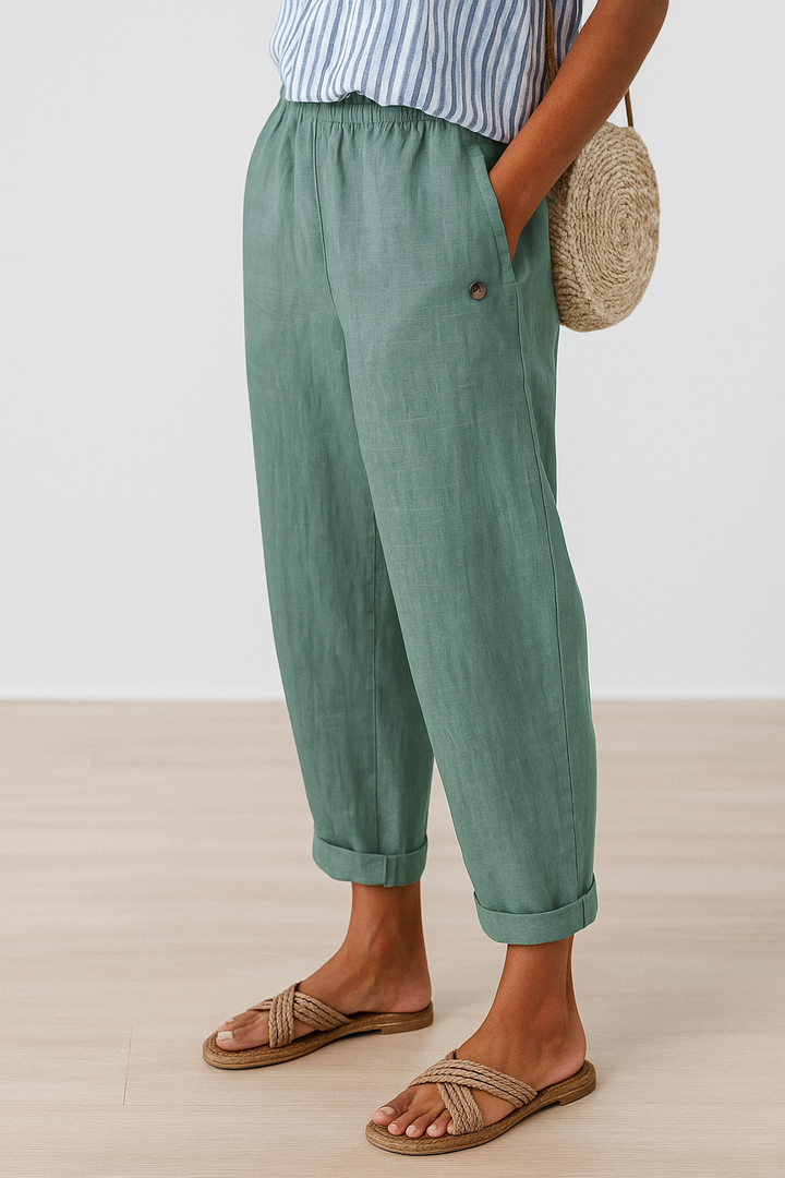 Korvella | Women’s Summer Straight-Leg Linen Pants