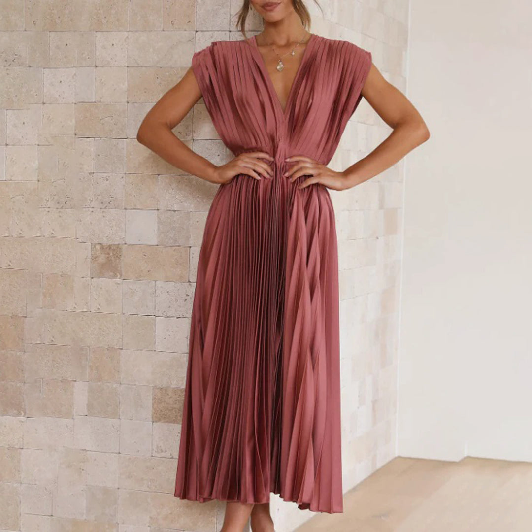Angel | Women’s Pleated V-Neck Maxi Dress