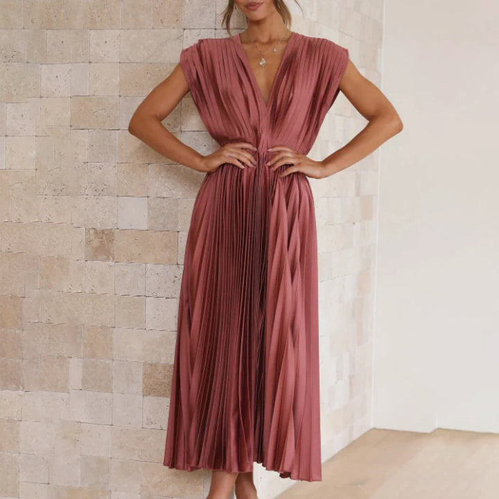 Angel | Women’s Pleated V-Neck Maxi Dress
