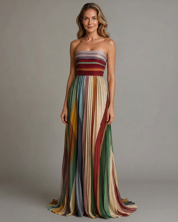 Cecilia | Women’s Elegant Colorful Pleated Maxi Dress