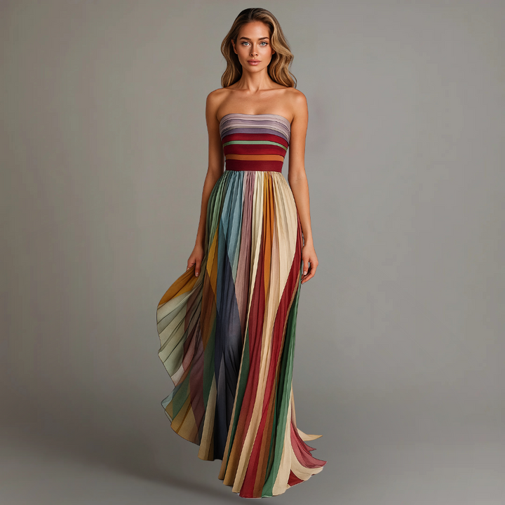 Cecilia | Women’s Elegant Colorful Pleated Maxi Dress