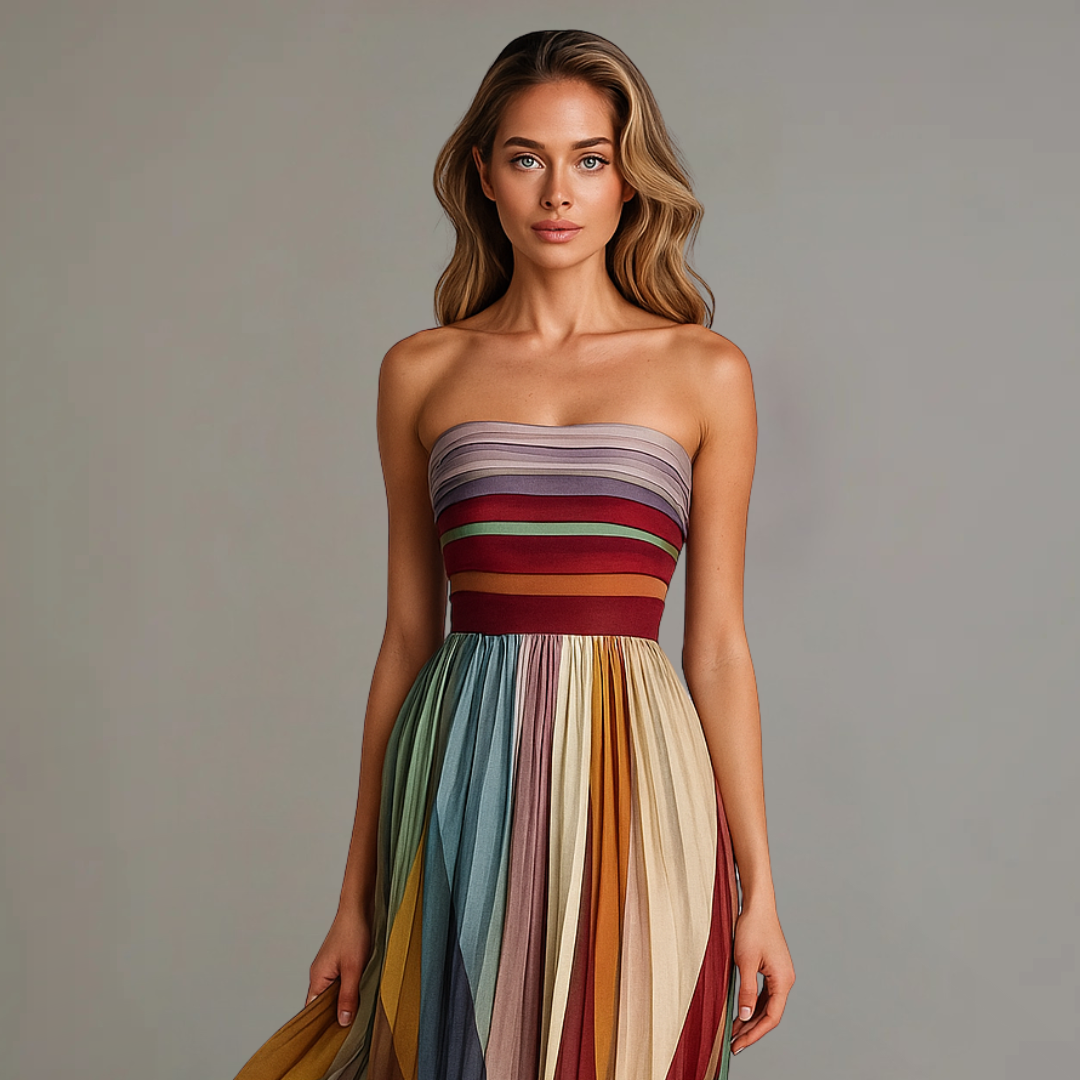 Cecilia | Women’s Elegant Colorful Pleated Maxi Dress