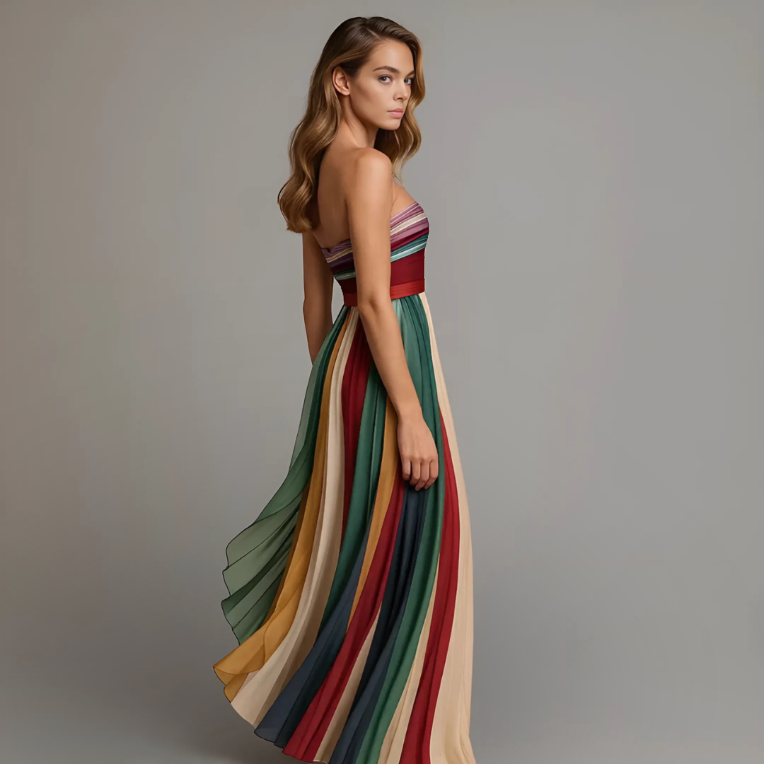 Cecilia | Women’s Elegant Colorful Pleated Maxi Dress