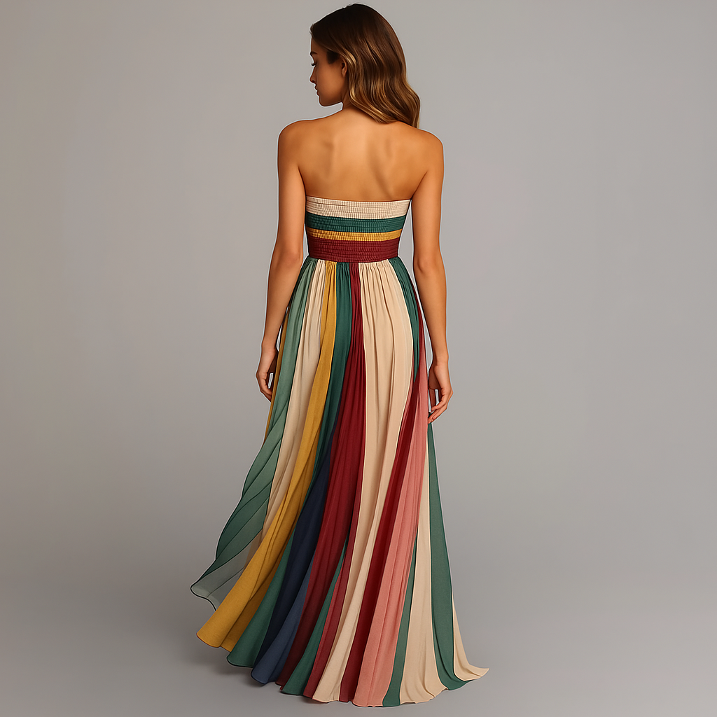 Cecilia | Women’s Elegant Colorful Pleated Maxi Dress
