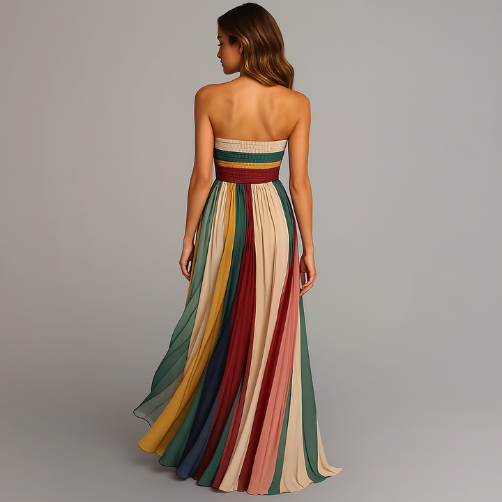 Cecilia | Women’s Elegant Colorful Pleated Maxi Dress