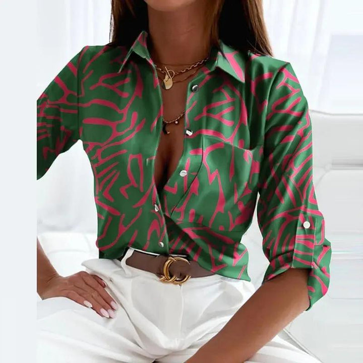 Celira | Women's Summer Buttoned Printed Blouse