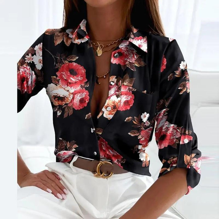 Celira | Women's Summer Buttoned Printed Blouse