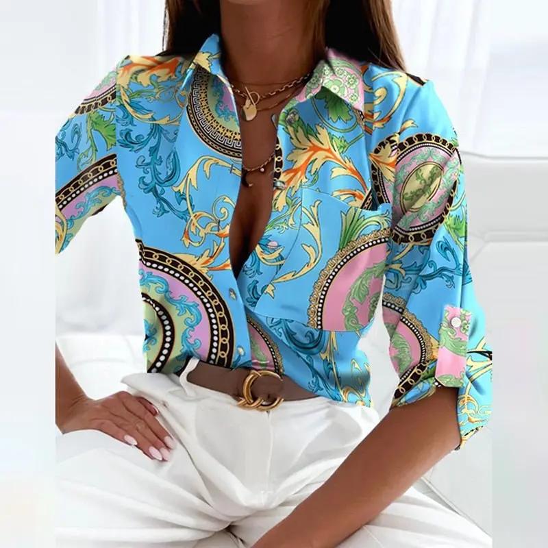 Celira | Women's Summer Buttoned Printed Blouse