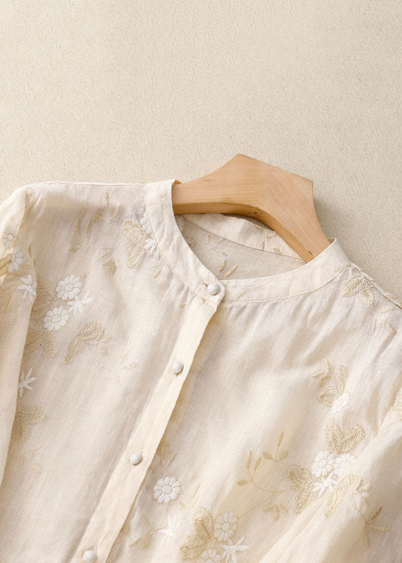 Quinnley | Women's Layered Sheer Floral Embroidered Three Quarter Sleeve Blouse