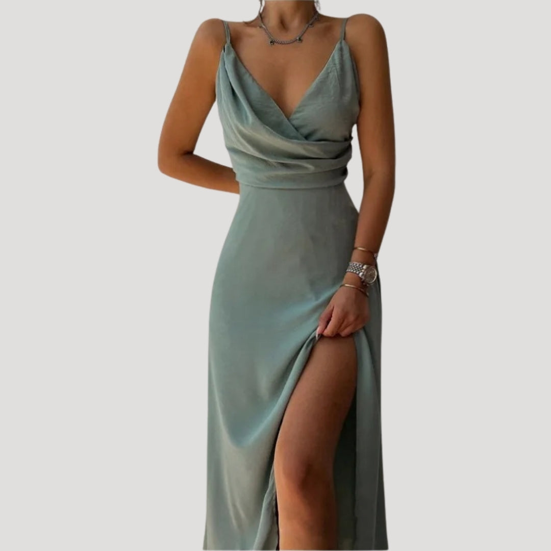 Skye | Women's Bridesmaid Wrap Side Slit Maxi Dress