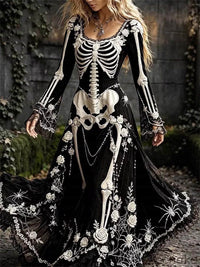 Women's Halloween Skeleton Maxi Dress