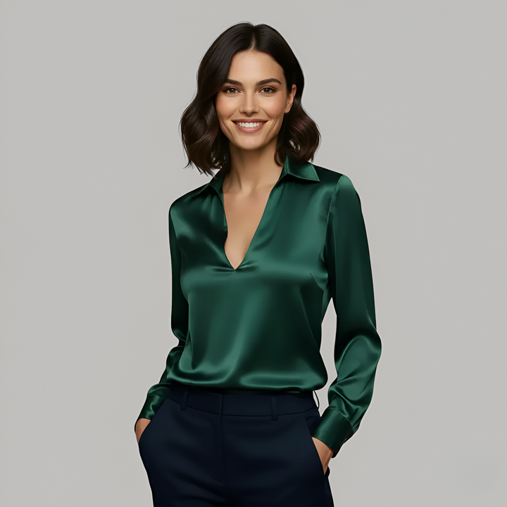 Faye | Women’s Summer V-Neck Long Sleeve Blouse