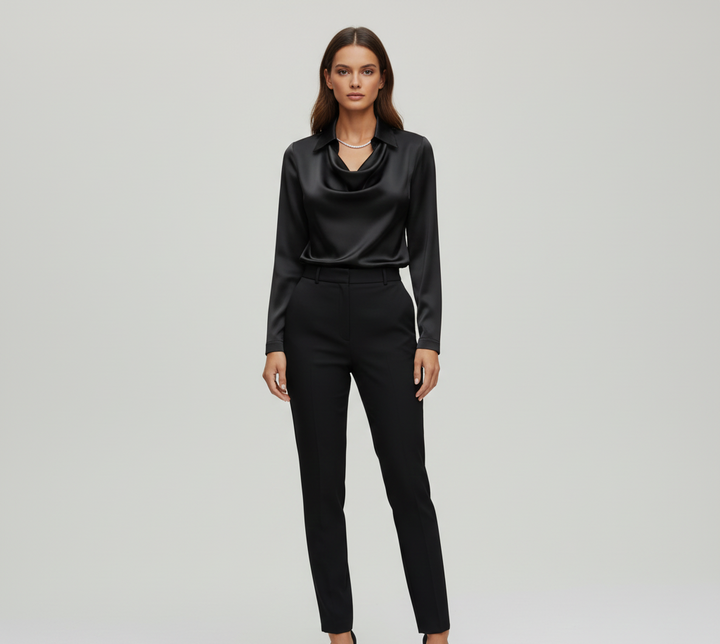 Gia | Women’s Summer Draped Neck Long Sleeve Blouse