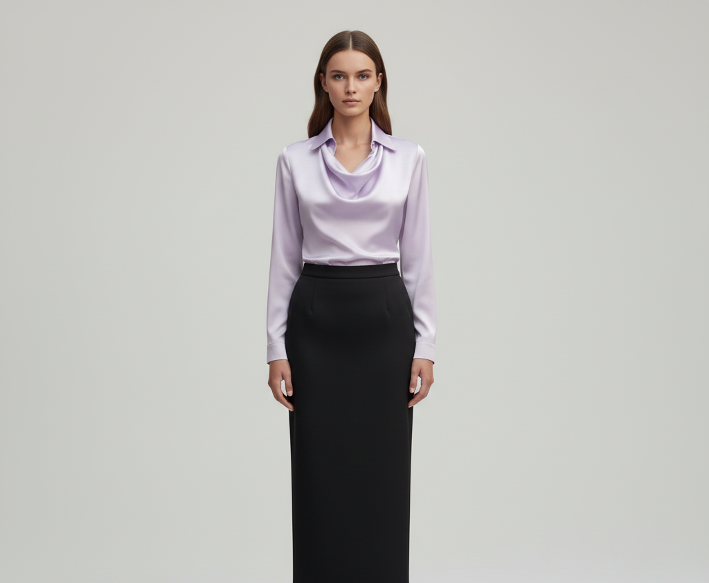 Gia | Women’s Summer Draped Neck Long Sleeve Blouse