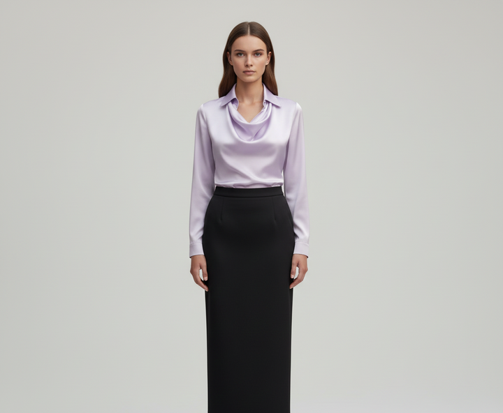 Gia | Women’s Summer Draped Neck Long Sleeve Blouse