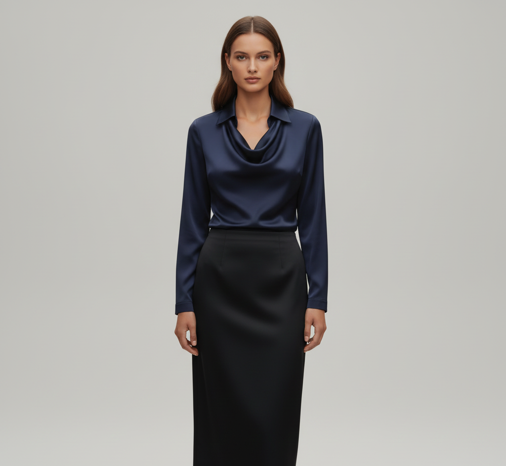Gia | Women’s Summer Draped Neck Long Sleeve Blouse