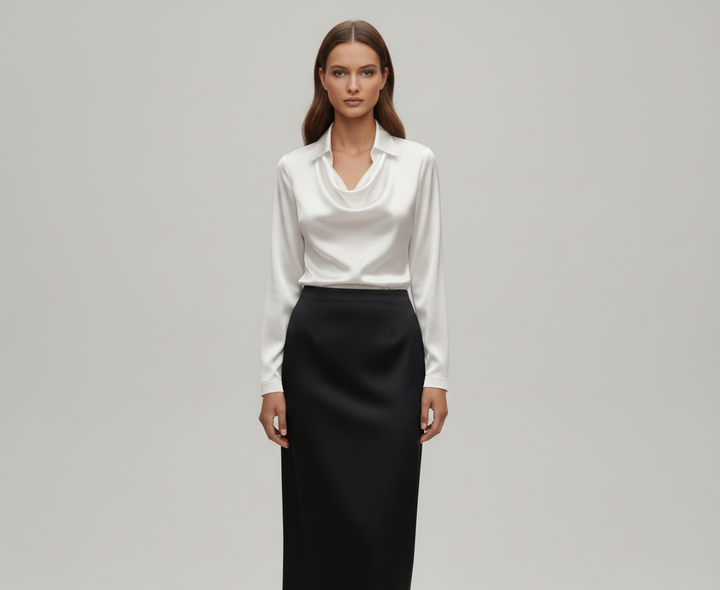 Gia | Women’s Summer Draped Neck Long Sleeve Blouse