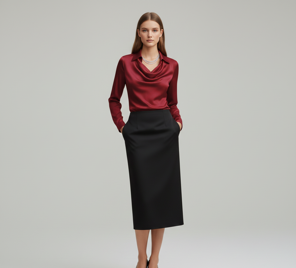 Gia | Women’s Summer Draped Neck Long Sleeve Blouse