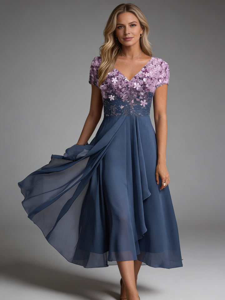 Marley | Women's Floral Short Sleeve Formal Dress