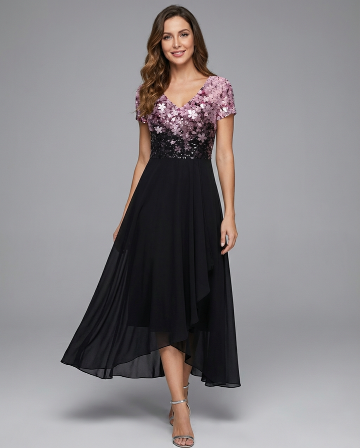 Marley | Women's Floral Short Sleeve Formal Dress