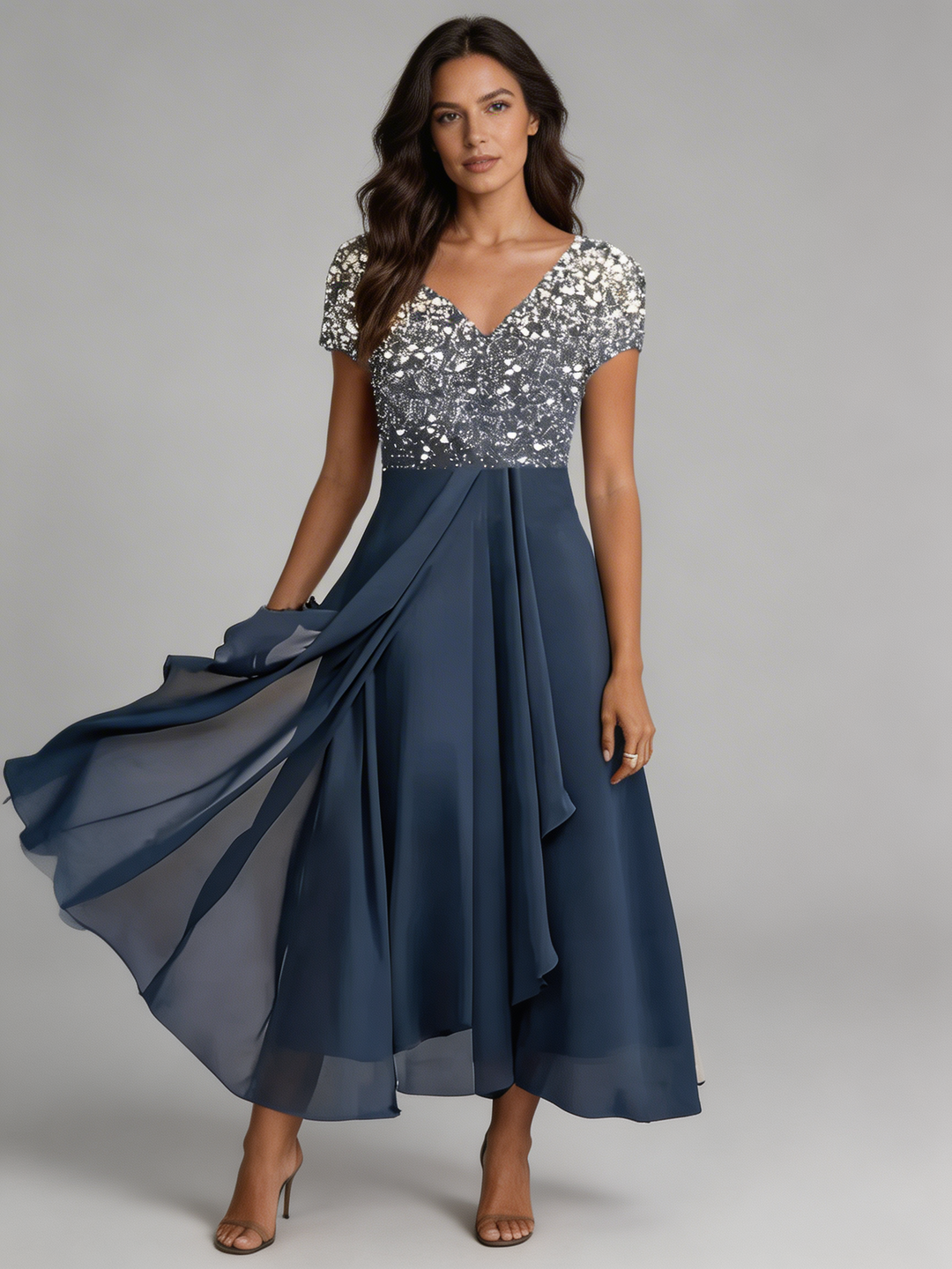 Marley | Women's Floral Short Sleeve Formal Dress