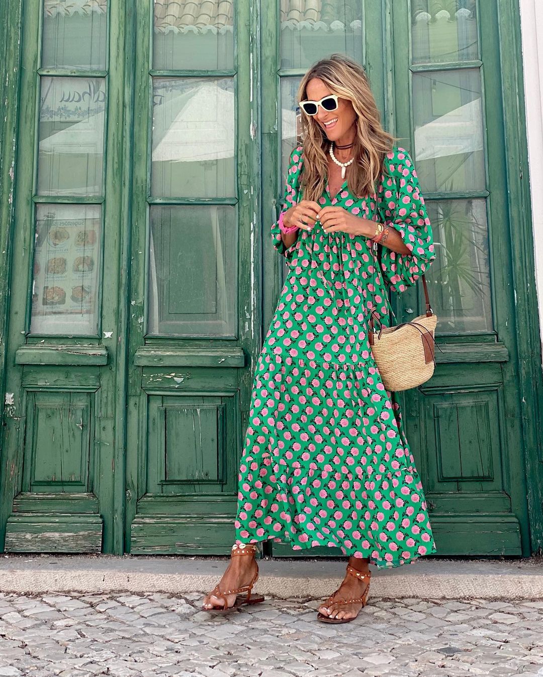 Diane | Women's Printed V-Neck Oversized Maxi Dress