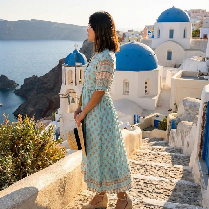 Lunara | Women's Summer Printed Midi Dress