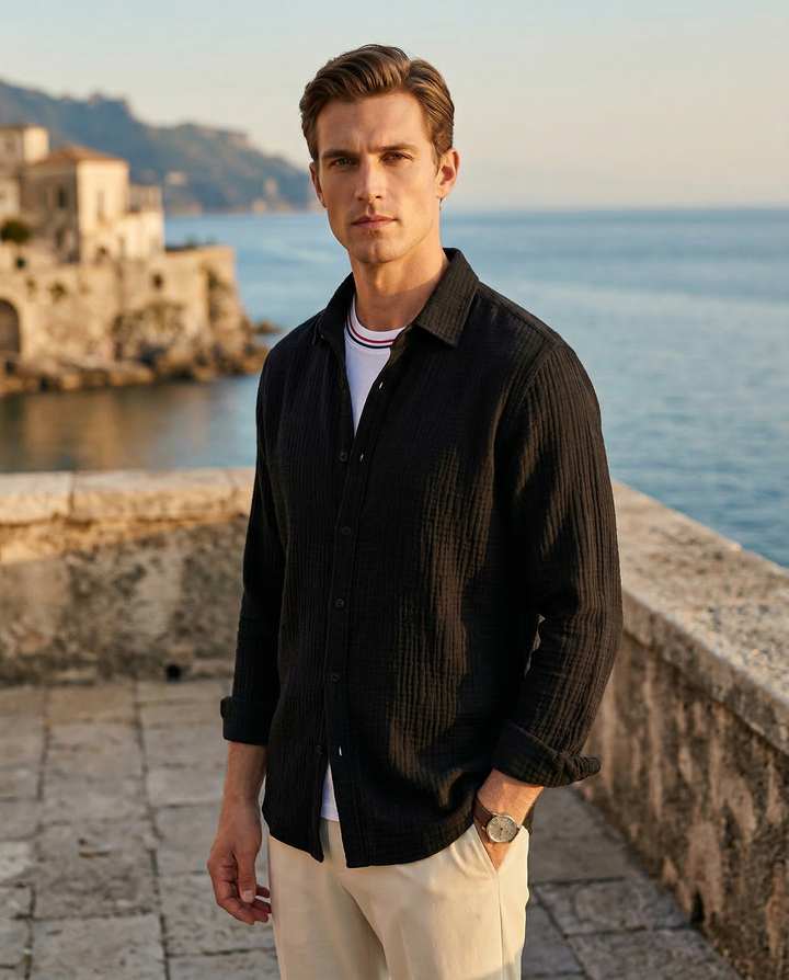 Nelson | Men's Waffle Knit Longsleeve Summer Shirt