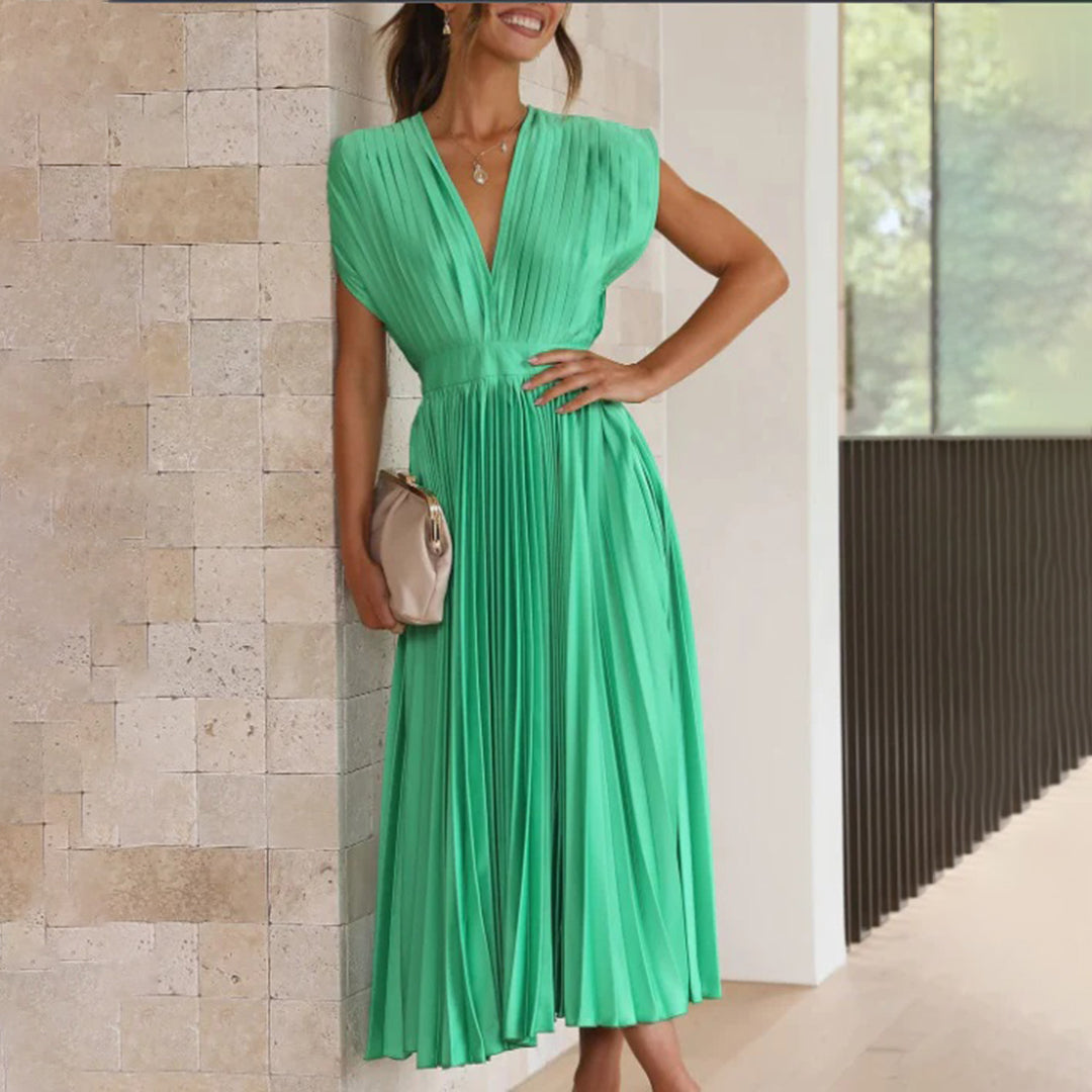 Angel | Women’s Pleated V-Neck Maxi Dress